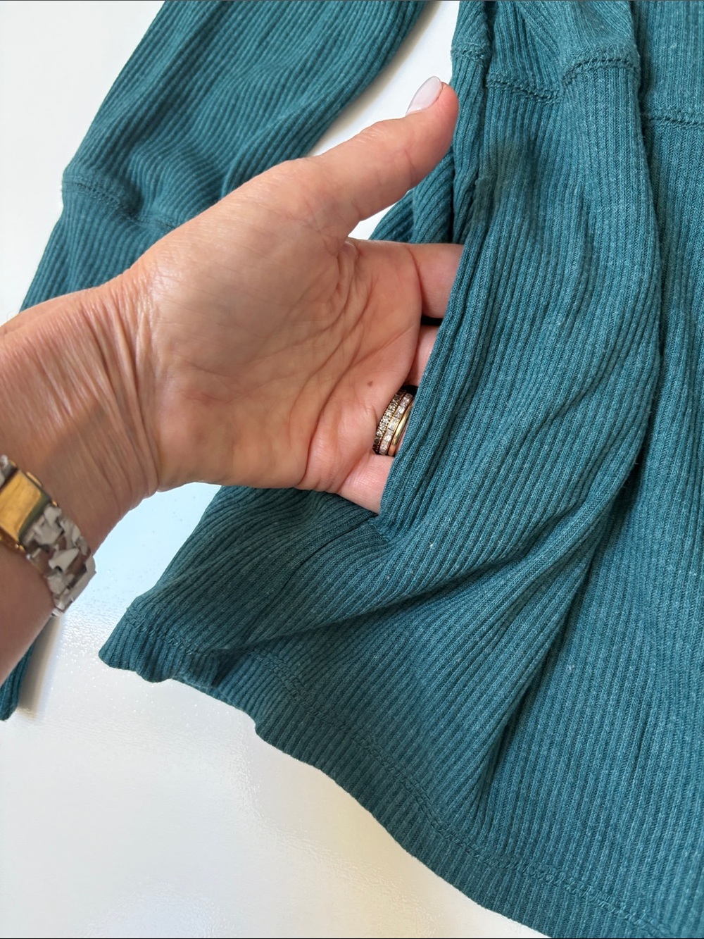Chaser teal ribbed knit open-front cardigan - Picture 3 of 7